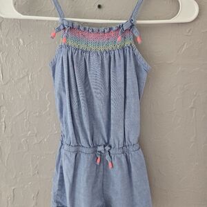 Blue Sleeveless Jumpsuit with Colorful Embroidery